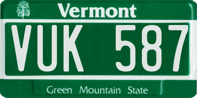 VT license plate VUK587
