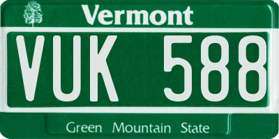 VT license plate VUK588