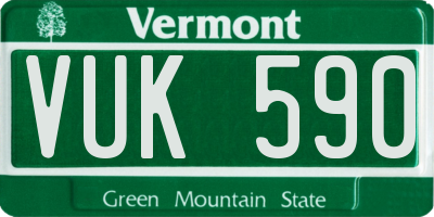 VT license plate VUK590