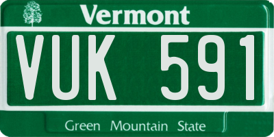 VT license plate VUK591