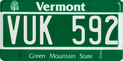 VT license plate VUK592