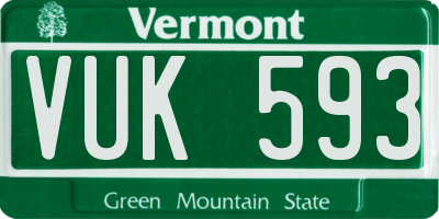 VT license plate VUK593