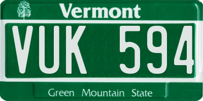 VT license plate VUK594