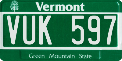 VT license plate VUK597