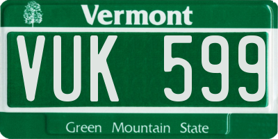 VT license plate VUK599