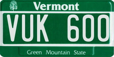VT license plate VUK600