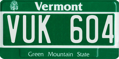 VT license plate VUK604