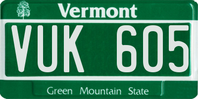 VT license plate VUK605