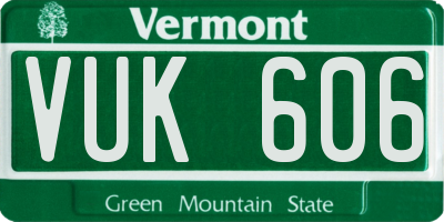 VT license plate VUK606
