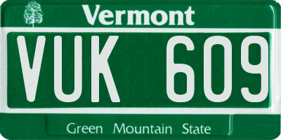 VT license plate VUK609