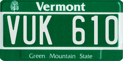 VT license plate VUK610