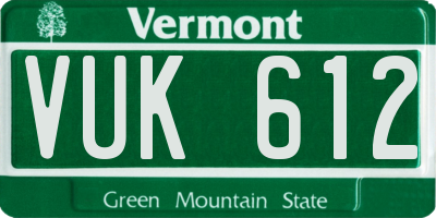 VT license plate VUK612