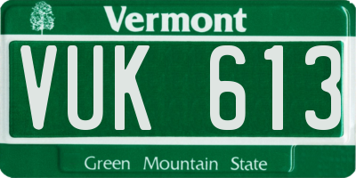 VT license plate VUK613