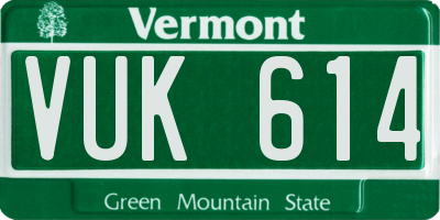 VT license plate VUK614