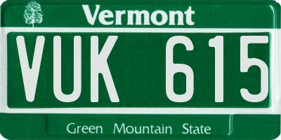 VT license plate VUK615
