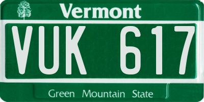VT license plate VUK617
