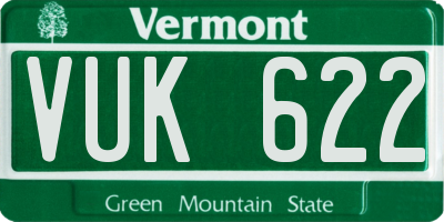 VT license plate VUK622