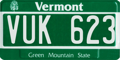 VT license plate VUK623