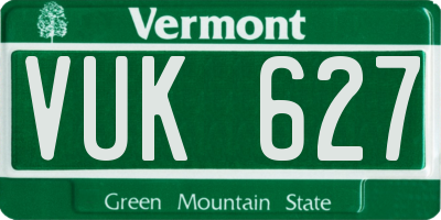 VT license plate VUK627
