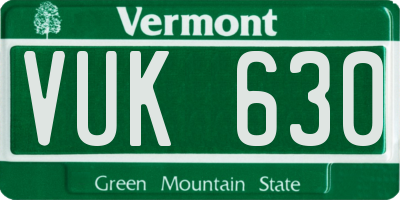 VT license plate VUK630