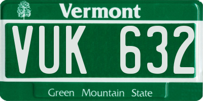 VT license plate VUK632