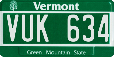 VT license plate VUK634