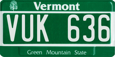 VT license plate VUK636