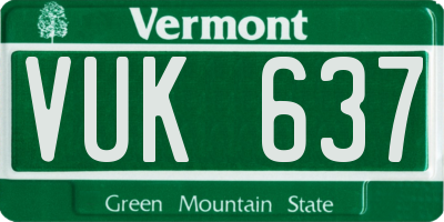 VT license plate VUK637