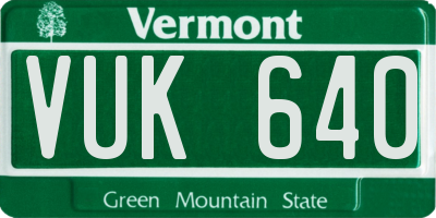 VT license plate VUK640