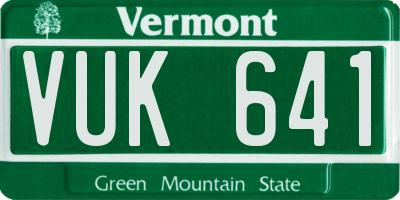 VT license plate VUK641