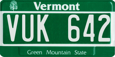 VT license plate VUK642