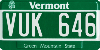 VT license plate VUK646
