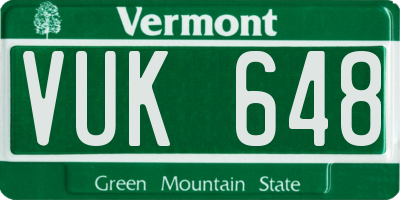 VT license plate VUK648
