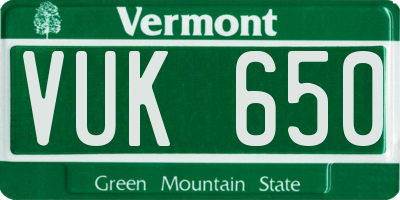 VT license plate VUK650