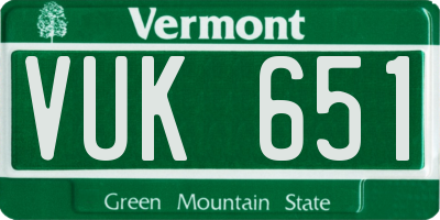 VT license plate VUK651