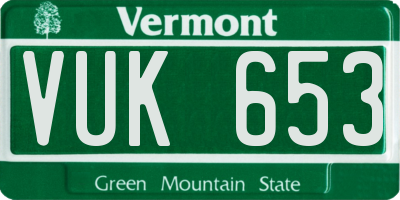VT license plate VUK653