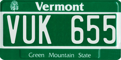 VT license plate VUK655