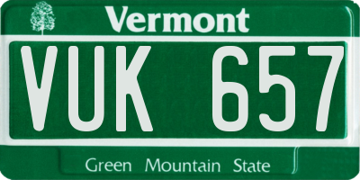 VT license plate VUK657