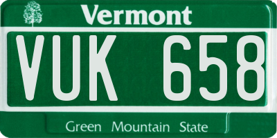 VT license plate VUK658