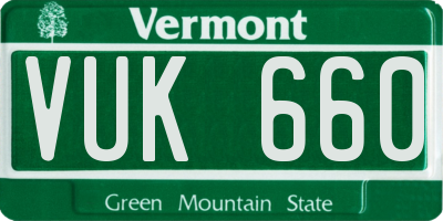 VT license plate VUK660