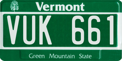 VT license plate VUK661