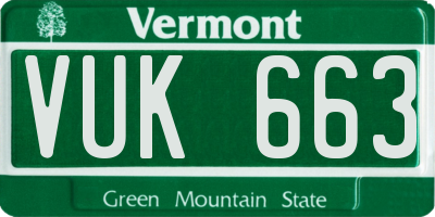 VT license plate VUK663