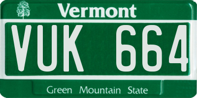 VT license plate VUK664