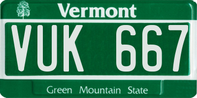 VT license plate VUK667