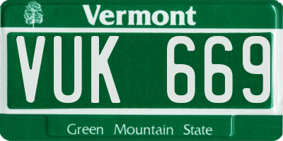VT license plate VUK669