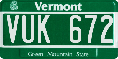 VT license plate VUK672