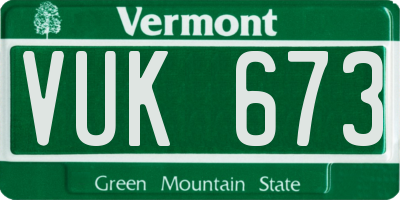 VT license plate VUK673