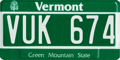VT license plate VUK674
