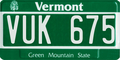 VT license plate VUK675