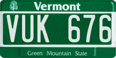 VT license plate VUK676